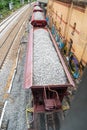 Cargo Train With Aggregate Stones Above Royalty Free Stock Photo