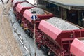 Cargo Train With Aggregate Stones Above Royalty Free Stock Photo