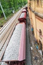 Cargo Train With Aggregate Stones Above Royalty Free Stock Photo