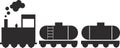 Cargo train with oil tanks. Vector flat image. Royalty Free Stock Photo