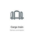 Cargo train outline vector icon. Thin line black cargo train icon, flat vector simple element illustration from editable delivery