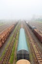 Cargo train platform with container, railway Royalty Free Stock Photo