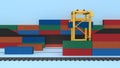 Cargo train platform with freight train container