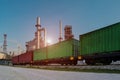 Cargo train platform with freight train Containers on the train Royalty Free Stock Photo