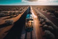 Cargo train platform at sunset with container Royalty Free Stock Photo