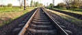 Cargo train platform at sunset. Railroad. Railway station Royalty Free Stock Photo