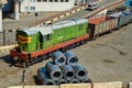 Cargo train in port Odessa, Ukraine Royalty Free Stock Photo