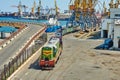 Cargo train in port Odessa, Ukraine Royalty Free Stock Photo