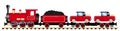 Cargo train with red steam locomotive