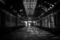 Cargo trains in old train depot Royalty Free Stock Photo