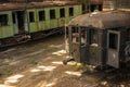 Cargo trains in old train depot Royalty Free Stock Photo