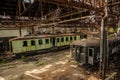 Cargo trains in old train depot Royalty Free Stock Photo