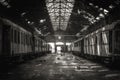 Cargo trains in old train depot Royalty Free Stock Photo