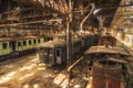 Cargo trains in old train depot Royalty Free Stock Photo