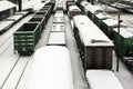 Cargo trains in winter Royalty Free Stock Photo