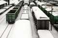 Cargo trains in winter