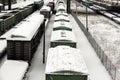 Cargo trains in winter Royalty Free Stock Photo