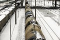 Cargo trains in winter Royalty Free Stock Photo