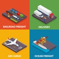 Cargo transportation including ocean and railroad freight, air delivery, trucking Royalty Free Stock Photo