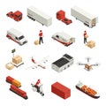 Cargo Transportation Isometric Icons Royalty Free Stock Photo