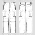 Cargo trousers. Vector technical sketch. Mockup template Royalty Free Stock Photo