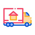 Cargo Truck Delivery To House Vector Sign Icon Royalty Free Stock Photo