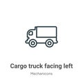 Cargo truck facing left outline vector icon. Thin line black cargo truck facing left icon, flat vector simple element illustration Royalty Free Stock Photo