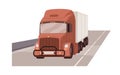 Cargo truck on highway. American lorry, heavy-weight road transport. Commercial semi-trailer on motorway. International Royalty Free Stock Photo