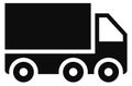 Cargo truck icon. Black trailer. Shipping symbol