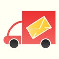 Cargo truck line icon. Mail delivery. shipping packages. Postal service vector design concept, outline style pictogram Royalty Free Stock Photo