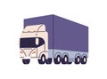 Cargo truck, lorry for international delivery. Freight transport with big trailer, cabin. Heavy auto for goods shipment