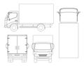 Cargo Truck transportation on outline. Fast delivery or logistic transport. Easy color change. Template vector isolated Royalty Free Stock Photo