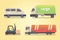 Cargo truck transportation vector set