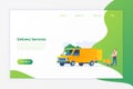 Cargo Van delivery car vehicle with Containers Flat vector illustration. Delivery Shipment concept Royalty Free Stock Photo