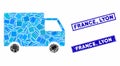 Cargo Van Mosaic and Grunge Rectangle France, Lyon Stamp Seals