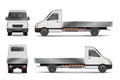 Cargo van vector illustration isolated on white. City commercial lorry. delivery vehicle mockup from side, front and