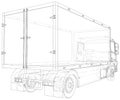 Cargo van vector. Wire-frame Truck freight. Wire-frame line isolated. Vector rendering of 3d