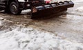 Cargo vehicles clean the sidewalk