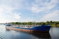 Cargo vessel goes on the river Svir River, Russia