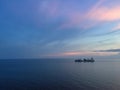 Cargo vessel transits calm waters Royalty Free Stock Photo