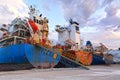 Cargo vessels at the dock