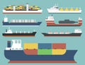 Cargo vessels and tankers shipping delivery bulk carrier train freight boat tankers isolated on background vector