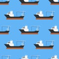 Cargo vessels and tankers shipping delivery bulk seamless pattern carrier train freight boat tankers background vector