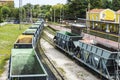 Cargo wagons stopped at a station Royalty Free Stock Photo