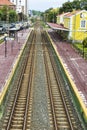 Cargo wagons stopped at a station Royalty Free Stock Photo