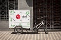 Cargobike delivery with a logo of DPD in Ljubljana.