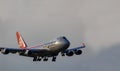 Cargolux cargo jet Boeing 747  just landing Royalty Free Stock Photo
