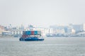 Cargos ship sail inbound to Chao Phraya river Royalty Free Stock Photo