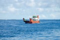 The cargoship in the Indian Ocean Maldives Royalty Free Stock Photo