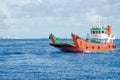 The cargoship in the Indian Ocean Maldives Royalty Free Stock Photo